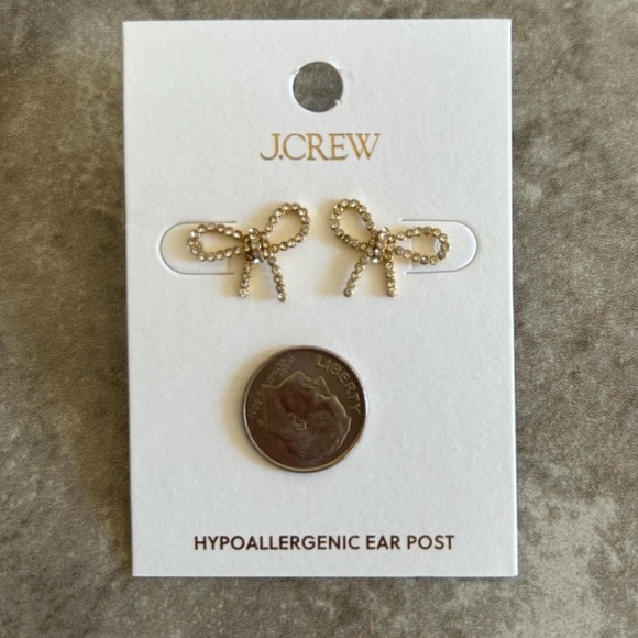 NWT J. Crew Crystal Bow Stud Earrings - Picture 13 of 16